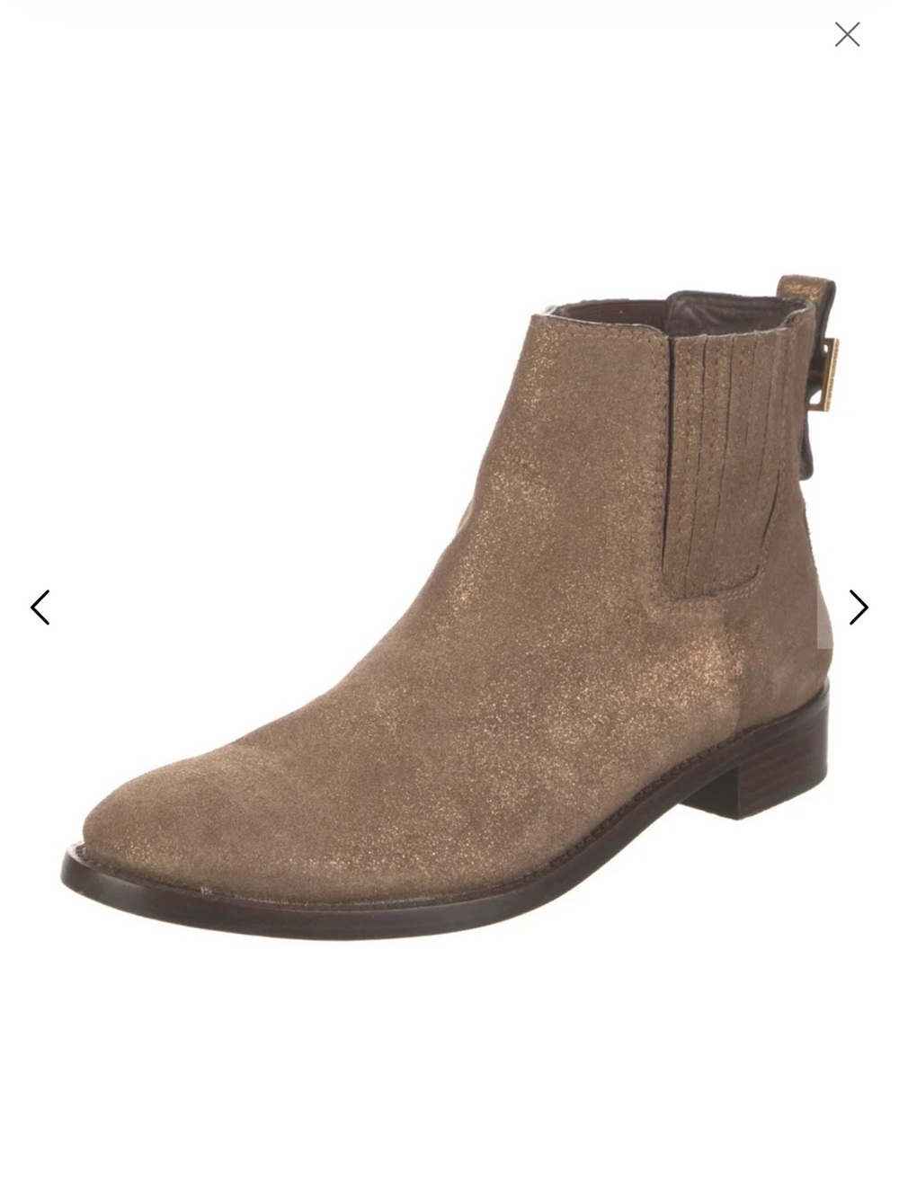 Tory Burch Metallic Taupe Suede Glitter Accent Chelsea Boots Size 8